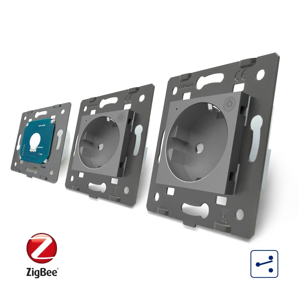 Intrerupator LIVOLO simplu ZigBee cap scara / cap cruce cu touch si 2 prize ZigBee din sticla, Control de pe telefon — imaginea 4
