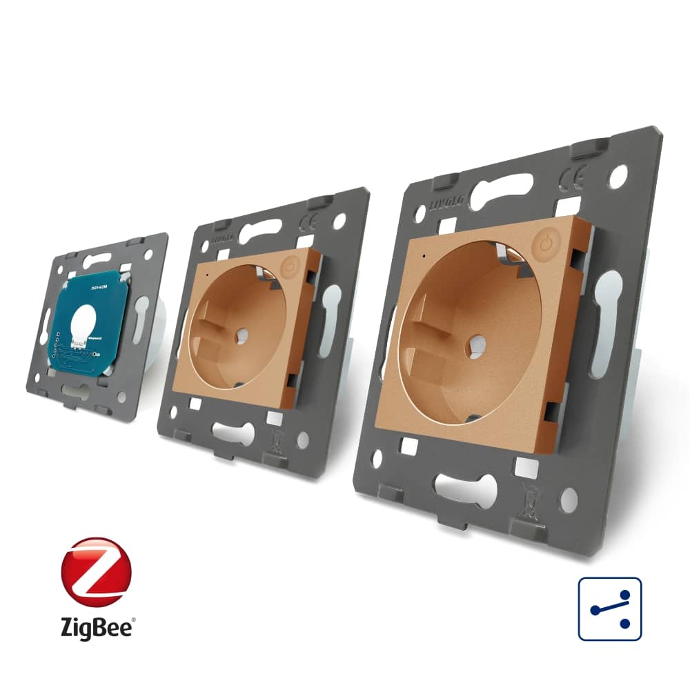 Intrerupator LIVOLO simplu ZigBee cap scara / cap cruce cu touch si 2 prize ZigBee din sticla, Control de pe telefon — imaginea 4