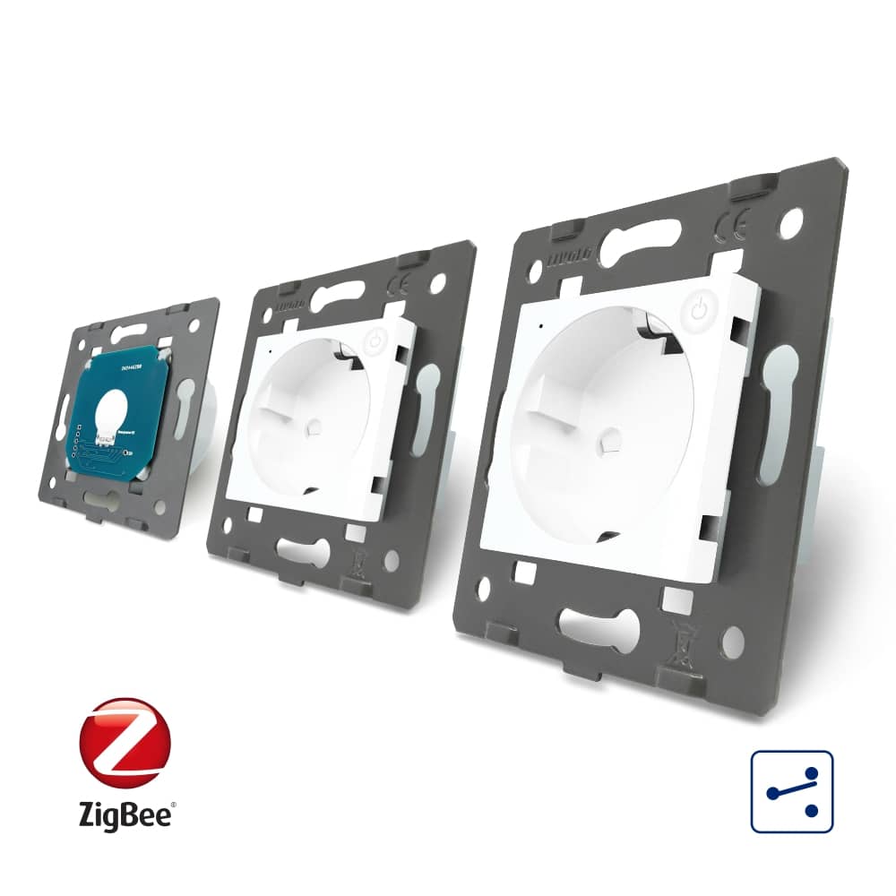 Intrerupator LIVOLO simplu ZigBee cap scara / cap cruce cu touch si 2 prize ZigBee din sticla, Control de pe telefon — imaginea 4