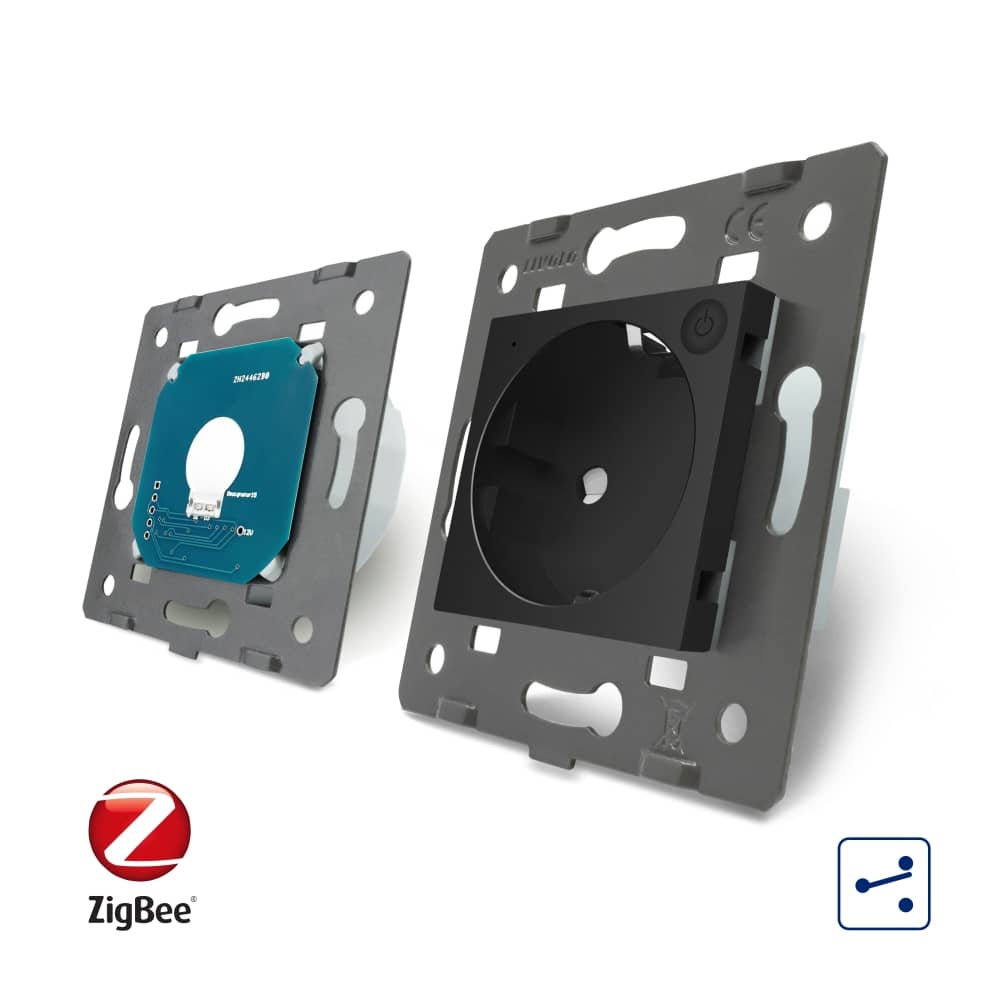 Intrerupator simplu cap scara / cap cruce ZigBee + priza simpla Livolo ZigBee, Rama din sticla, Control de pe telefon — imaginea 4