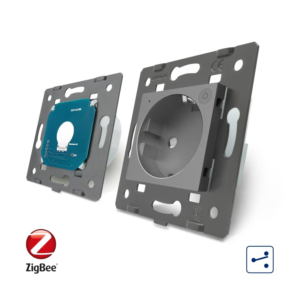 Intrerupator simplu cap scara / cap cruce ZigBee + priza simpla Livolo ZigBee, Rama din sticla, Control de pe telefon — imaginea 4