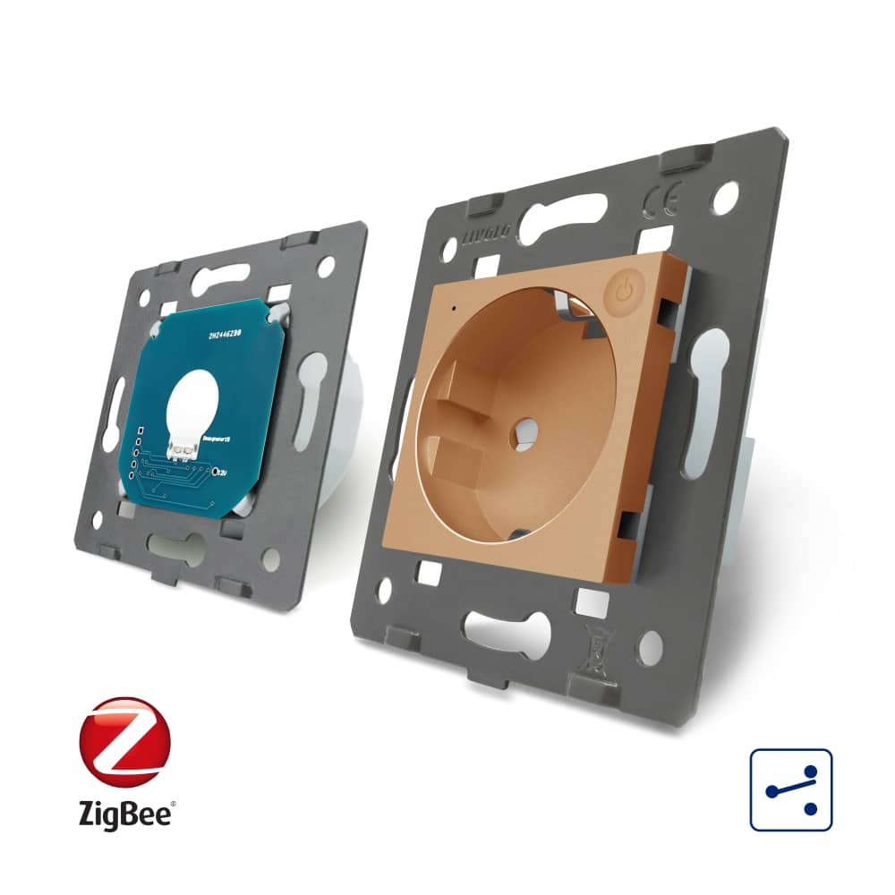 Intrerupator simplu cap scara / cap cruce ZigBee + priza simpla Livolo ZigBee, Rama din sticla, Control de pe telefon — imaginea 4