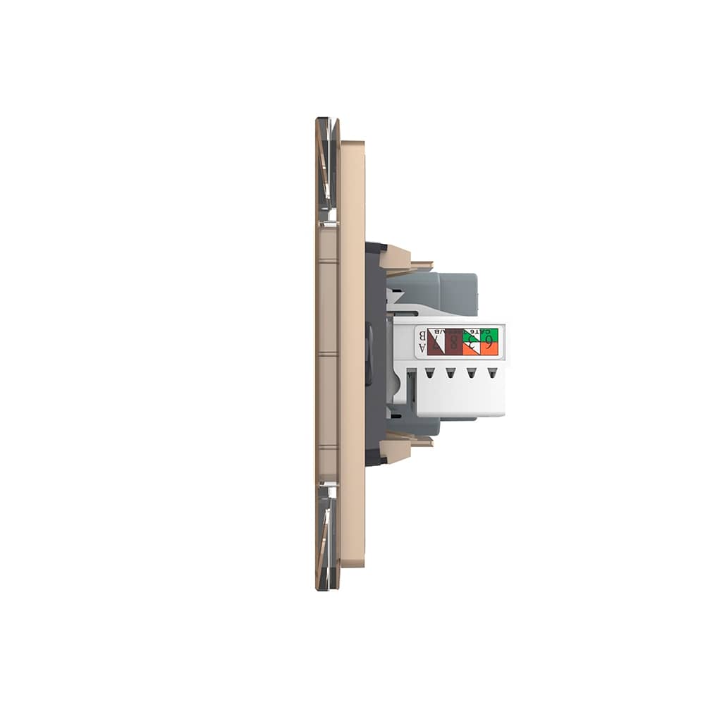 Priza Dubla Livolo cu Rama din Sticla 1 Priza Schuko+TV/internet, Standard Italian - Serie Noua — imaginea 3
