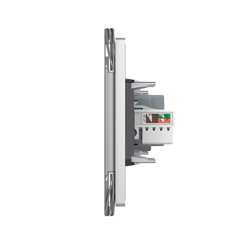 Priza Tripla cu Blank Livolo cu Rama din Sticla 2 Prize Schuko+TV/internet, Standard Italian - Serie Noua — imaginea 3