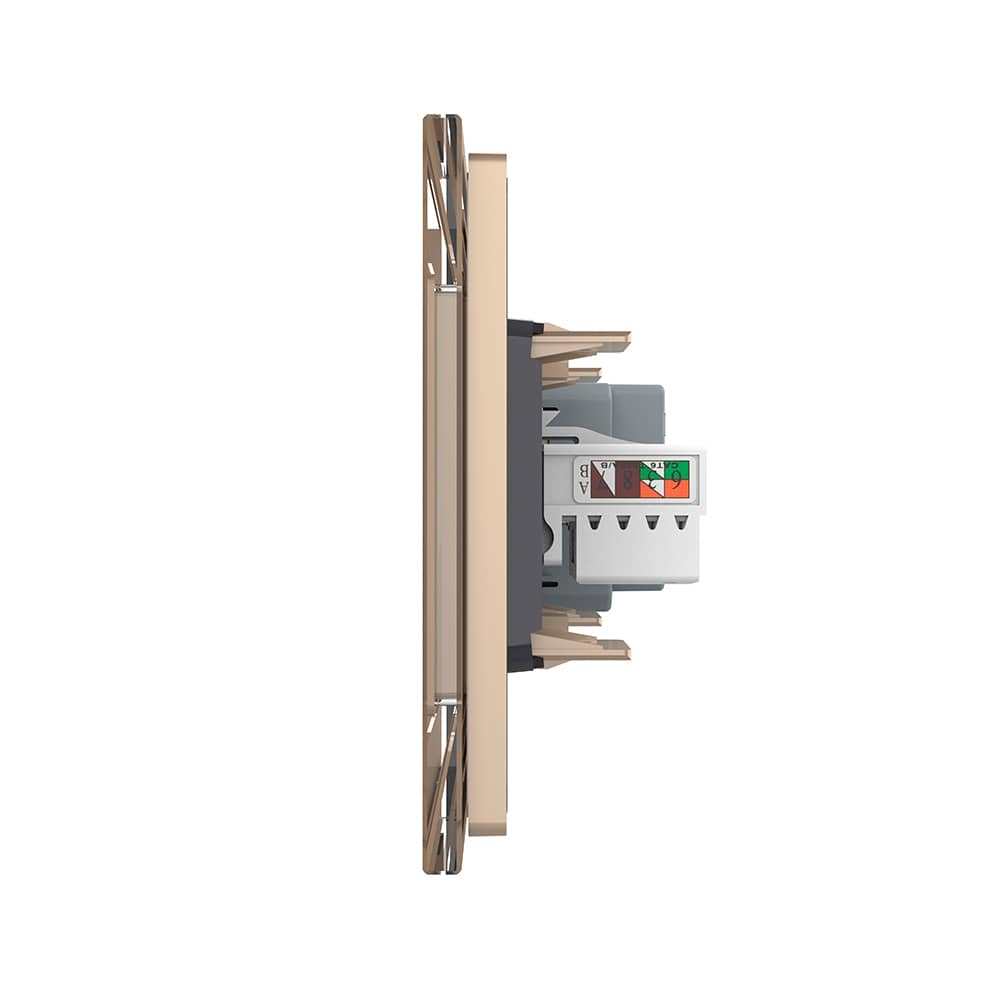 Priza Tripla cu Blank Livolo cu Rama din Sticla 2 Prize Schuko+TV/internet, Standard Italian - Serie Noua — imaginea 3