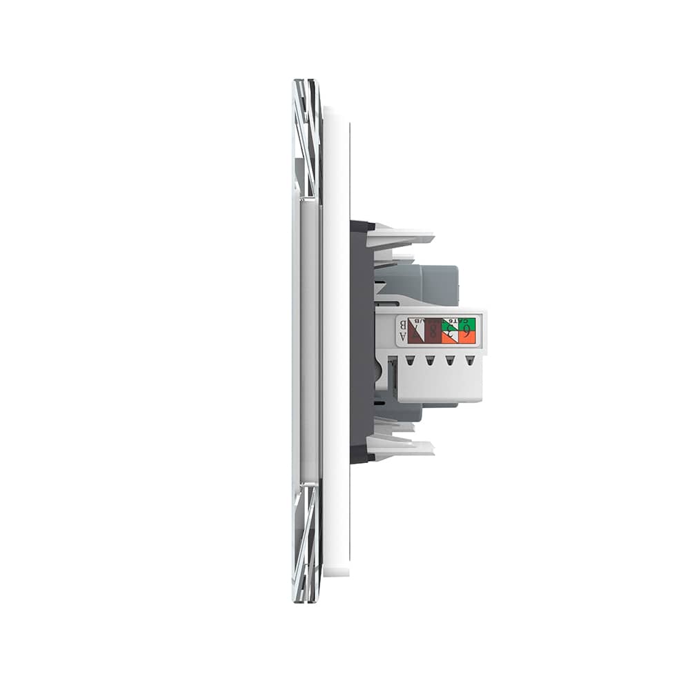Priza Tripla cu Blank Livolo cu Rama din Sticla 2 Prize Schuko+TV/internet, Standard Italian - Serie Noua — imaginea 3