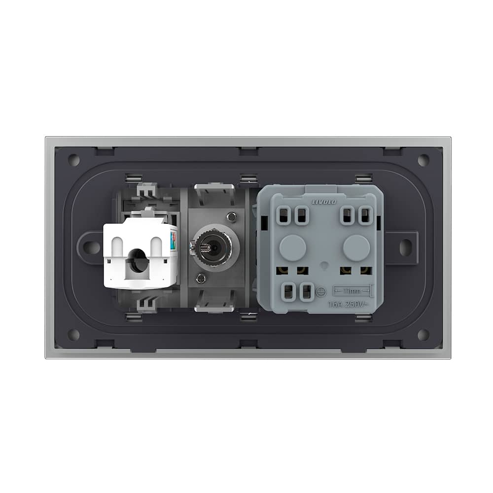 Priza Dubla Livolo cu Rama din Sticla 1 Priza Schuko+TV/internet, Standard Italian - Serie Noua — imaginea 4