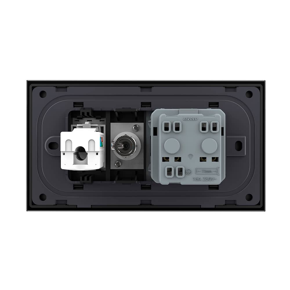 Priza Dubla Livolo cu Rama din Sticla 1 Priza Schuko+TV/internet, Standard Italian - Serie Noua — imaginea 4