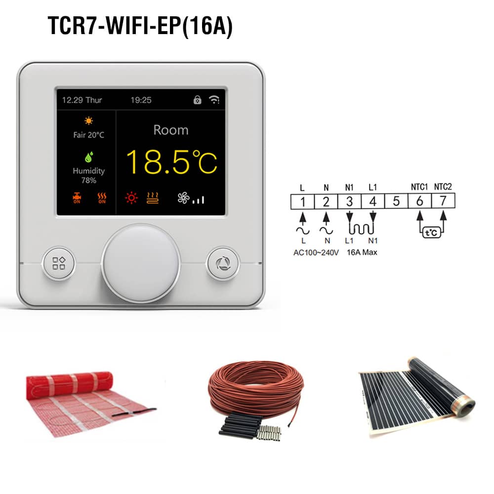 Termostat pentru incalzire electrica in pardoseala BeOk TCR7-WIFI-EP(16A) — imaginea 3
