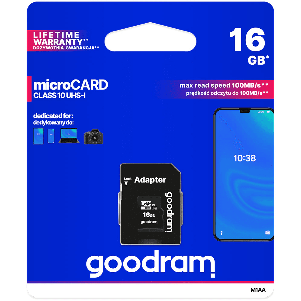 Card de memorie MicroSD Goodram cu Adaptor SD, Memorie 16 GB, Standard UHS-I — imaginea 4