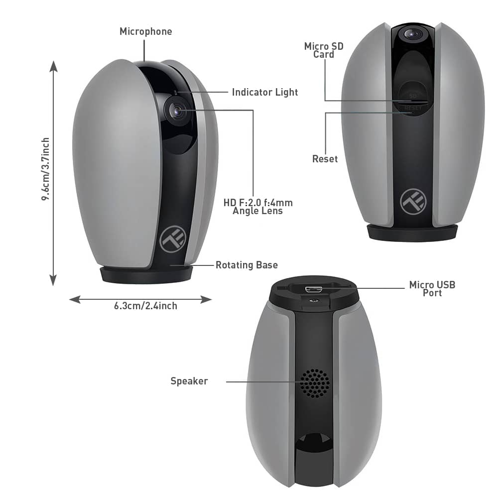 Camera inteligenta IP Wi-Fi Tellur, Smart, Rezolutie 1080P, Night Vision, IR, Gri — imaginea 5