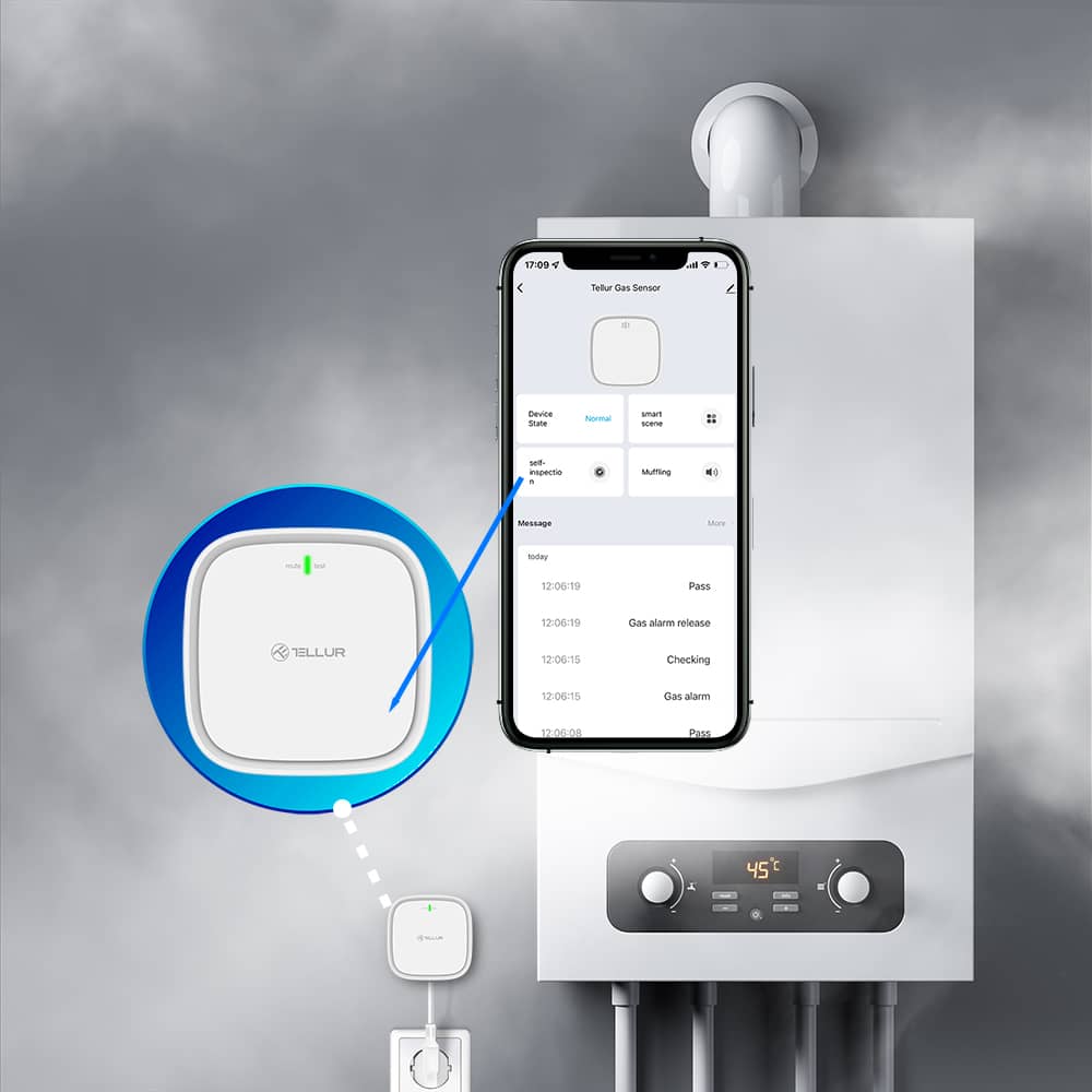 Senzor de gaz Tellur, Conexiune Wi-Fi, 2.4 GHz, Alarma, Notificari — imaginea 8