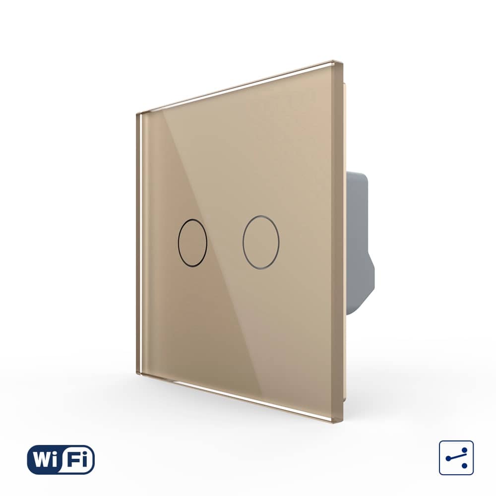 Intrerupator Dublu Cap Scara / Cruce Wi-Fi cu Touch LIVOLO din Sticla - Serie Noua