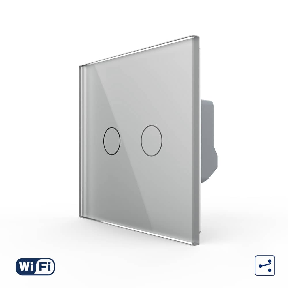 Intrerupator Dublu Cap Scara / Cruce Wi-Fi cu Touch LIVOLO din Sticla - Serie Noua