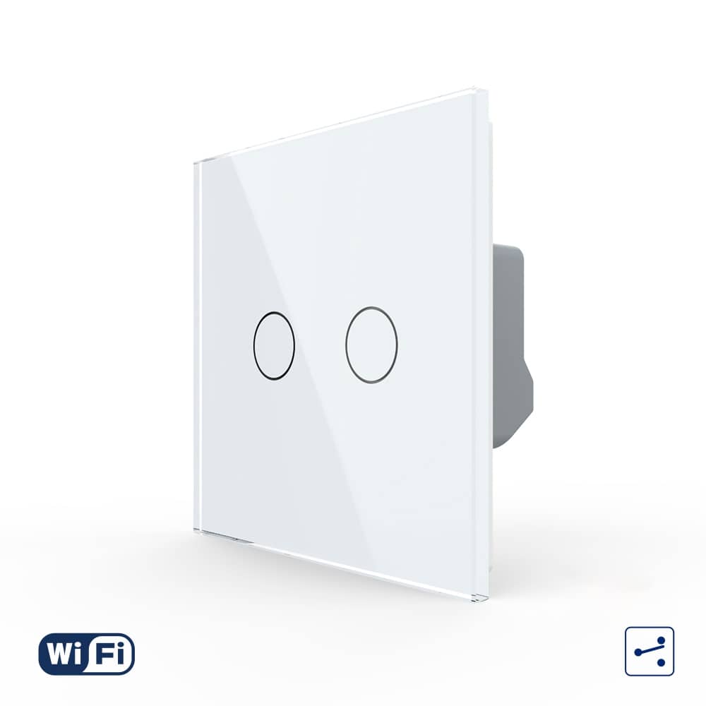 Intrerupator Dublu Cap Scara / Cruce Wi-Fi cu Touch LIVOLO din Sticla - Serie Noua