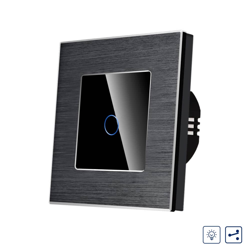 Intrerupator Simplu cu Variator Cap Scara / Cruce cu Touch si Rama din Aluminiu LUXION
