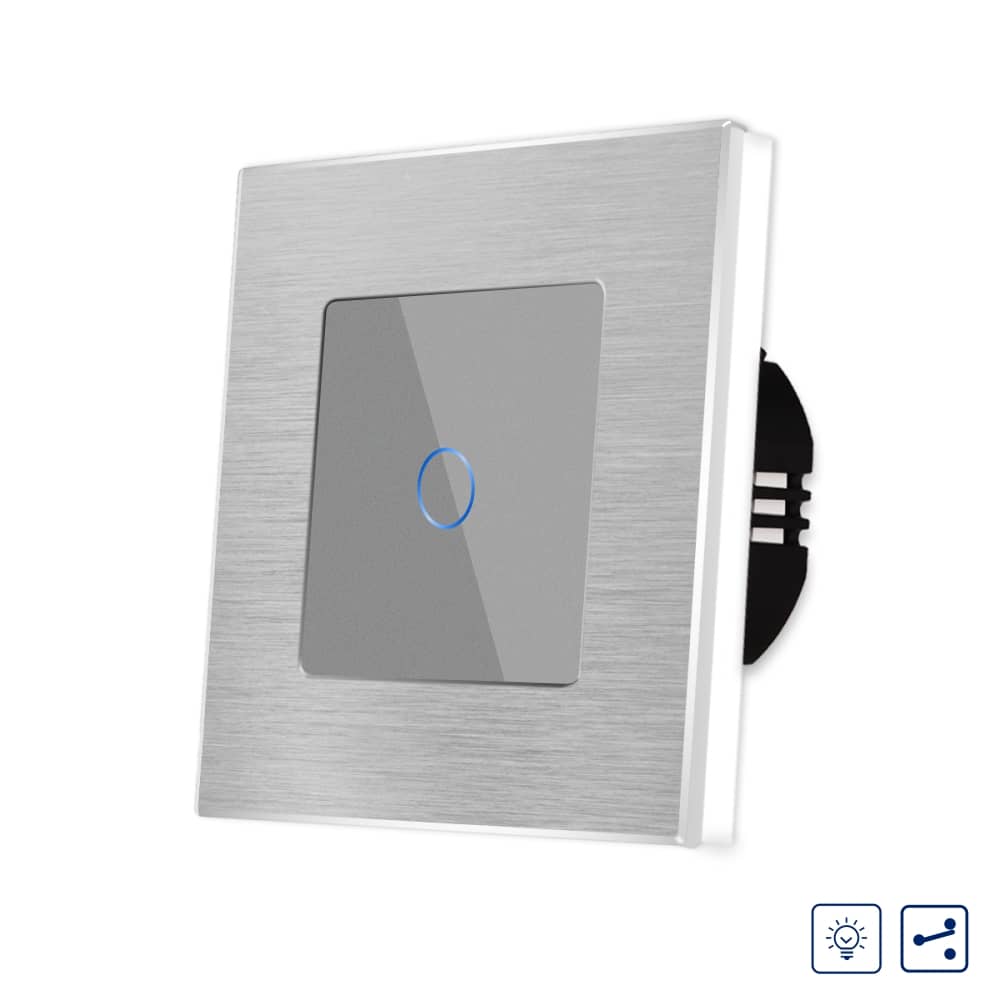Intrerupator Simplu cu Variator Cap Scara / Cruce cu Touch si Rama din Aluminiu LUXION