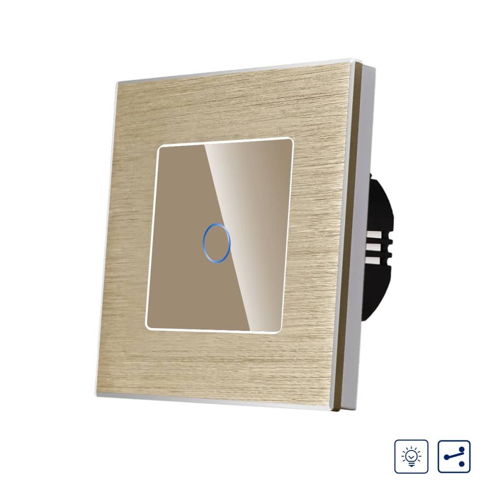 Intrerupator Simplu cu Variator Cap Scara / Cruce cu Touch si Rama din Aluminiu LUXION