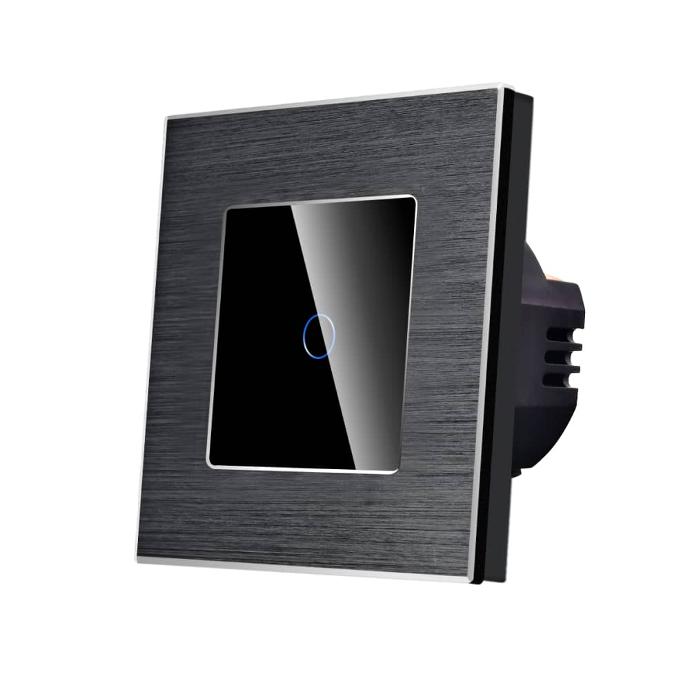Intrerupator Simplu cu Touch din Sticla si Rama de Aluminiu LUXION, 500W — imaginea 1