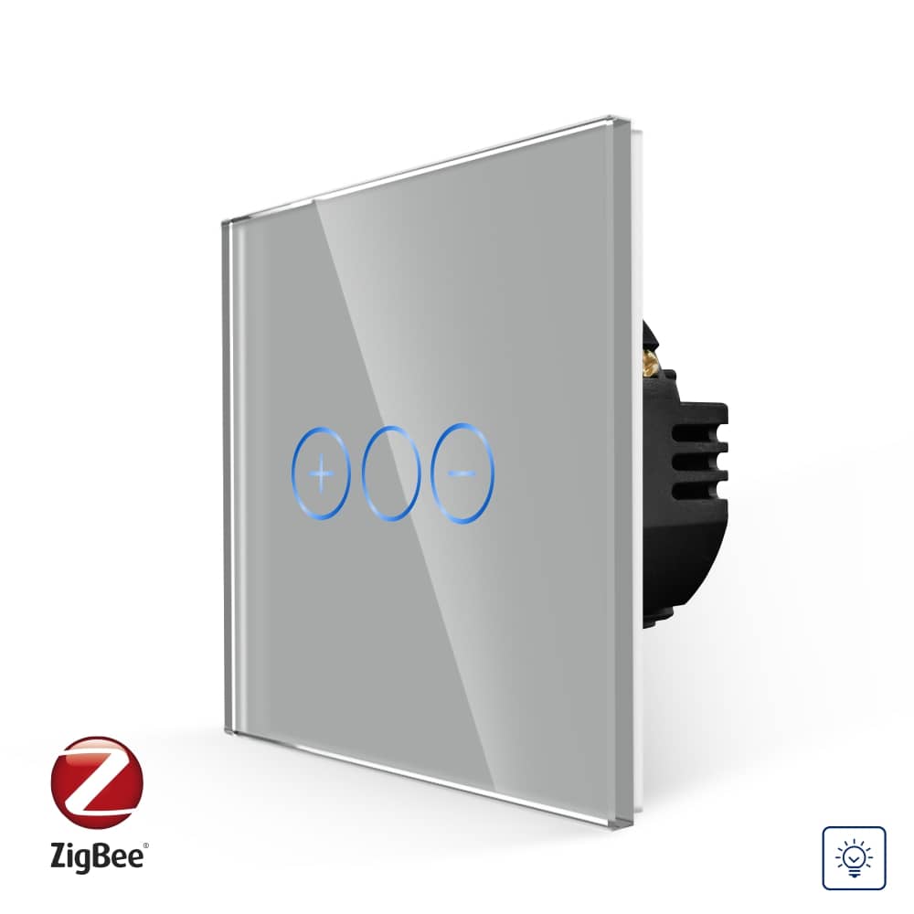 Intrerupator Simplu cu Variator cu Touch din Sticla LUXION, protocol Zigbee