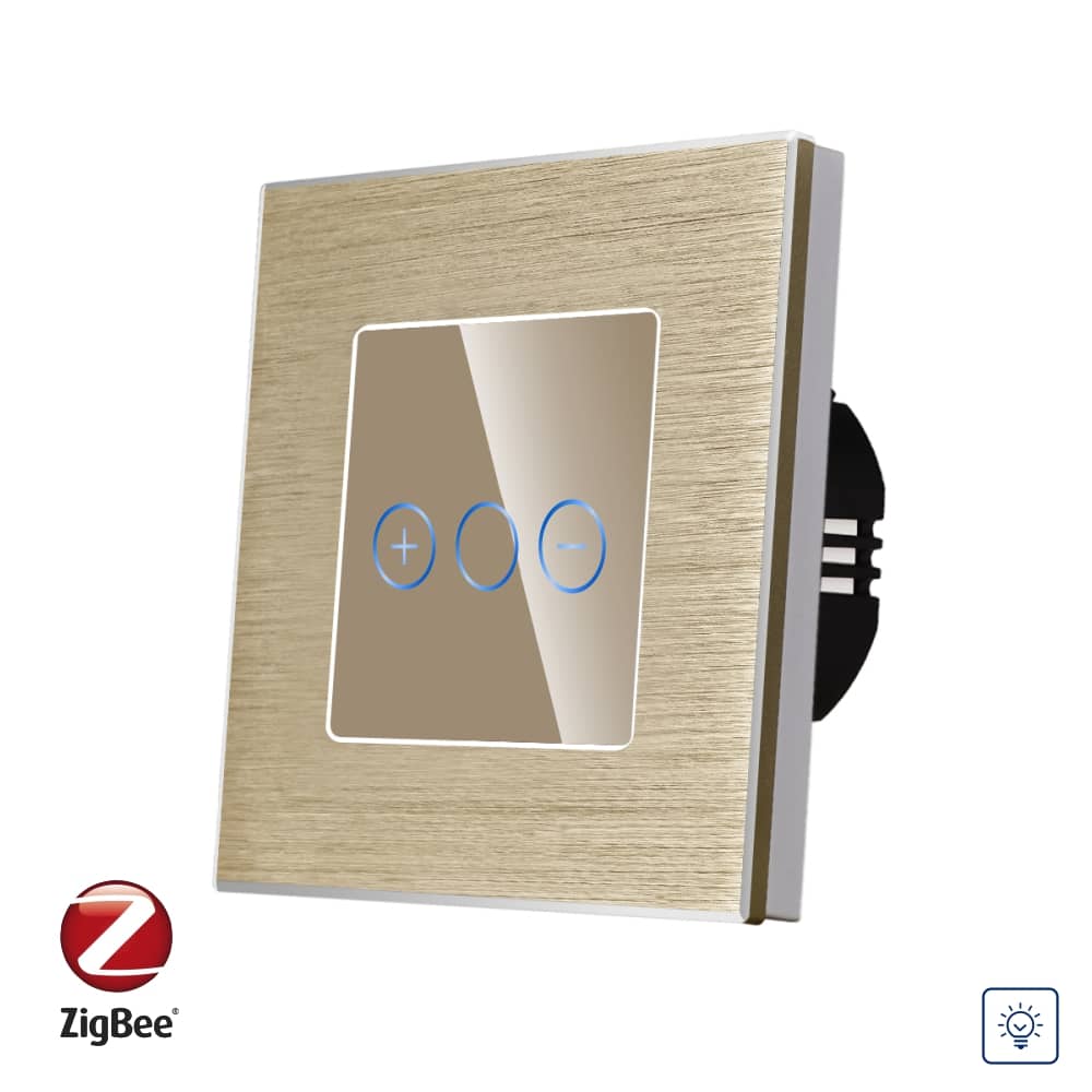 Intrerupator Simplu cu Variator cu Touch din Sticla si Rama de Aluminiu LUXION, protocol Zigbee