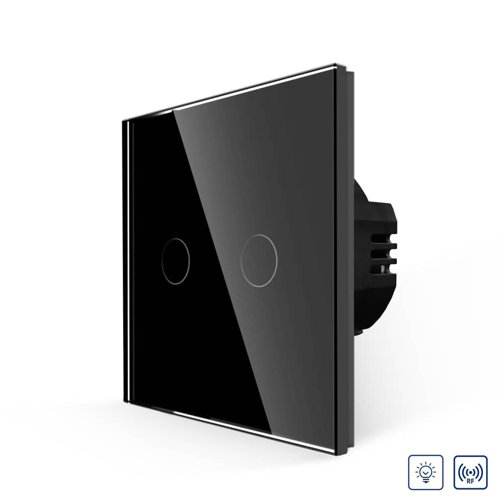 Intrerupator Dublu cu Variator si Touch din Sticla LUXION, RF433
