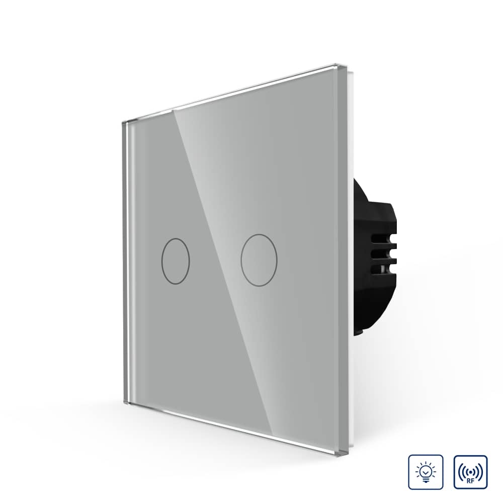 Intrerupator Dublu cu Variator si Touch din Sticla LUXION, RF433