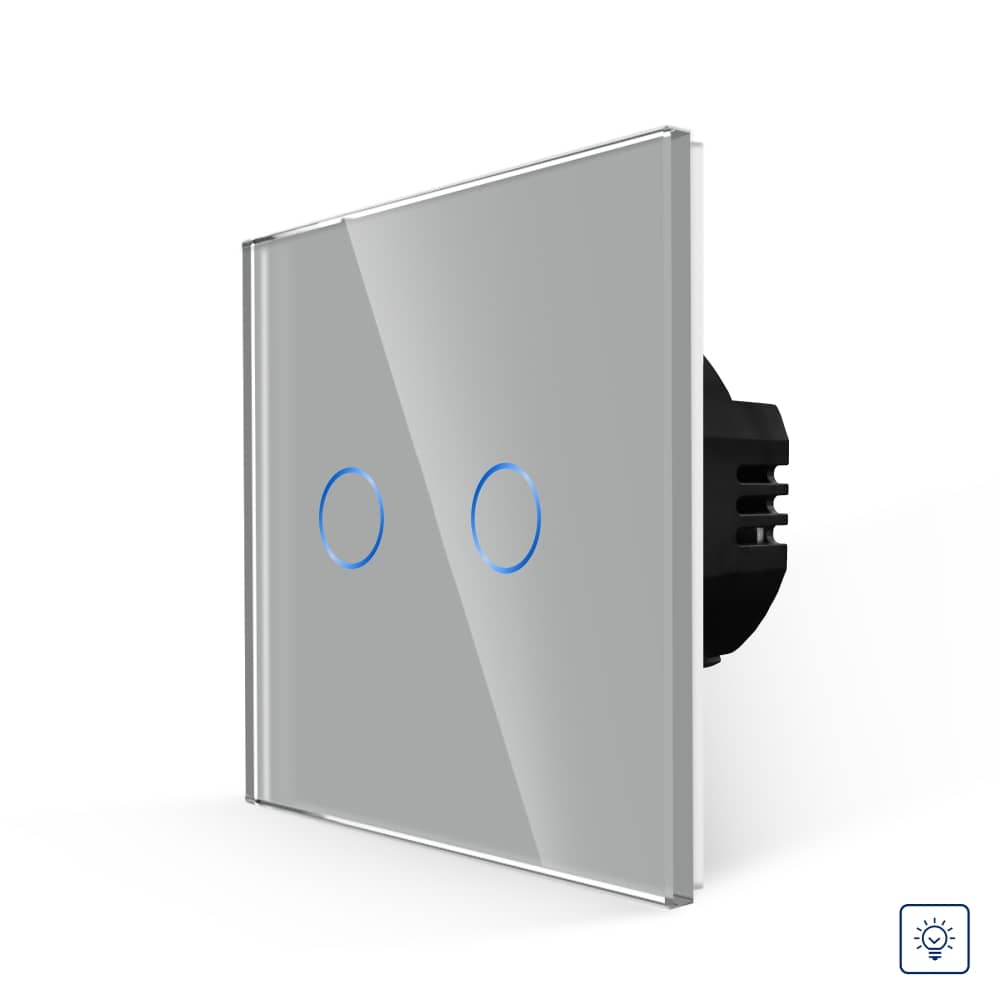 Intrerupator Dublu cu Variator si Touch din Sticla LUXION