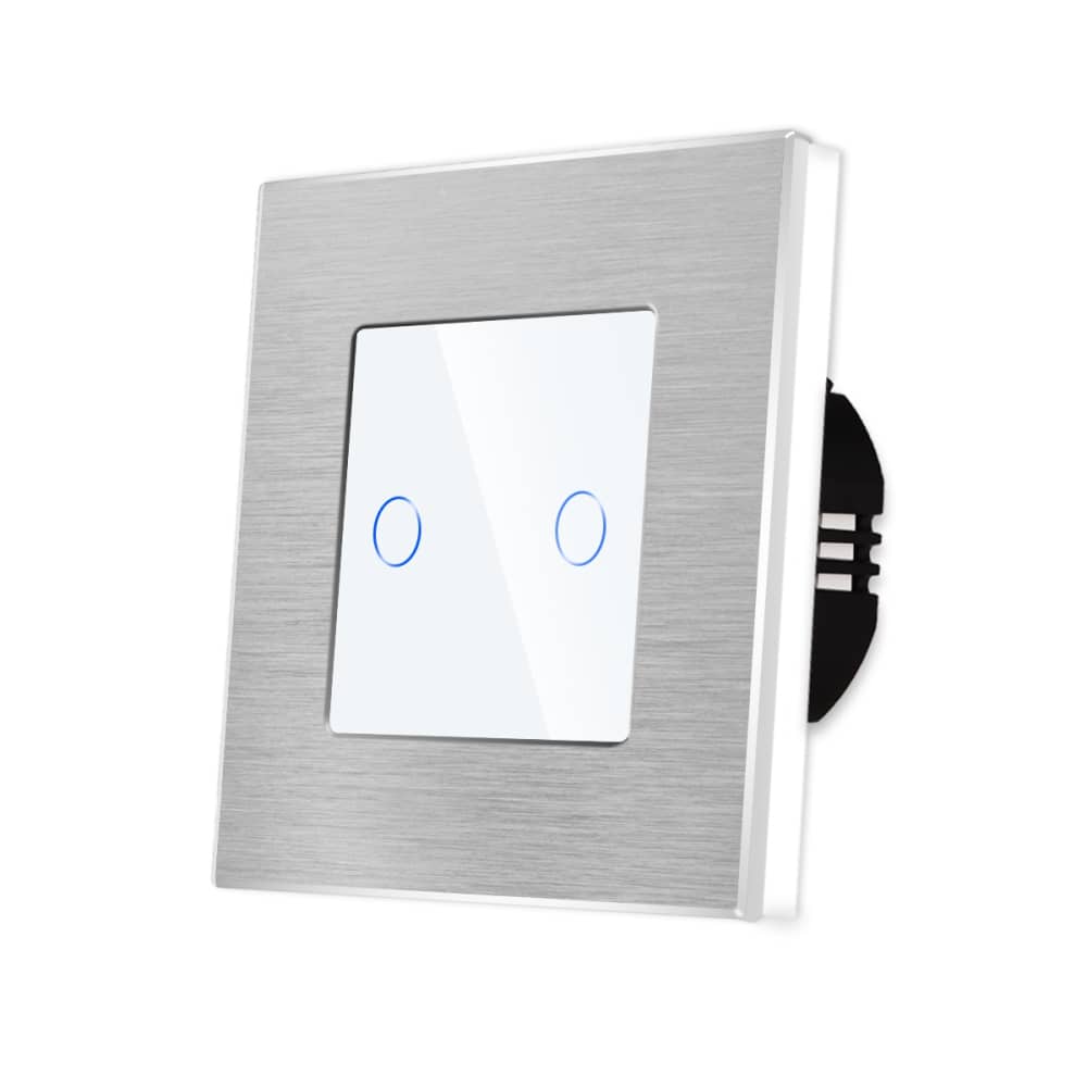Intrerupator Dublu cu Touch din Sticla si Rama de Aluminiu LUXION — imaginea 1