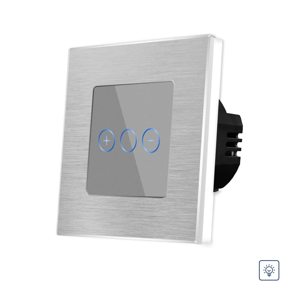 Intrerupator Simplu cu Variator cu Touch din Sticla si Rama de Aluminiu LUXION