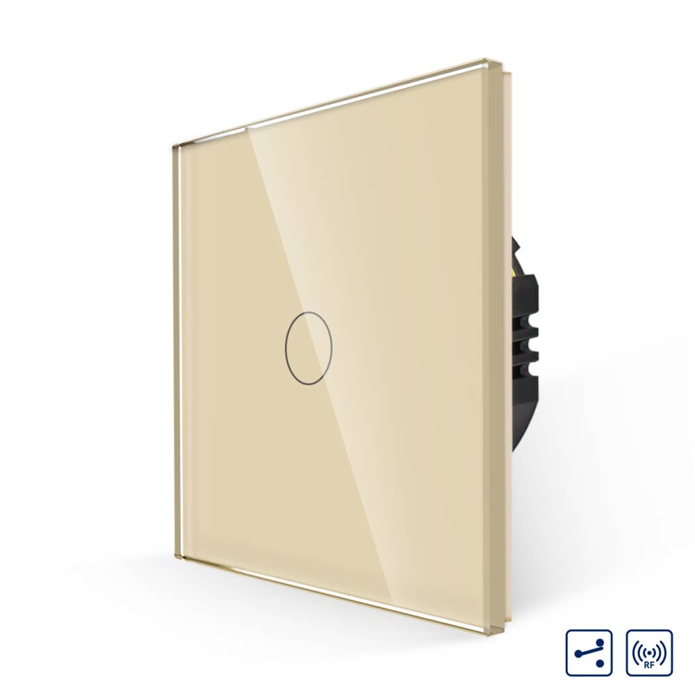 Intrerupator Simplu Cap Scara / Cruce RF433 cu Touch din Sticla LUXION