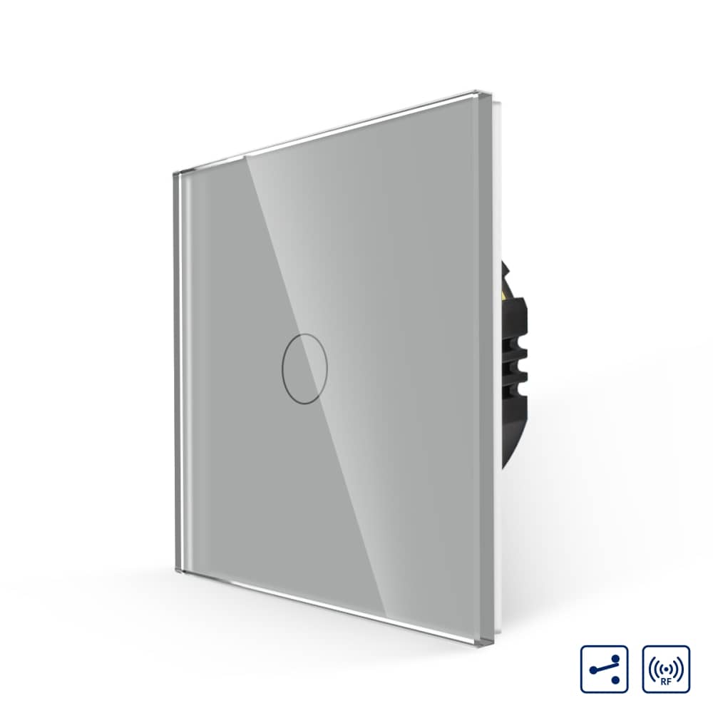 Intrerupator Simplu Cap Scara / Cruce RF433 cu Touch din Sticla LUXION