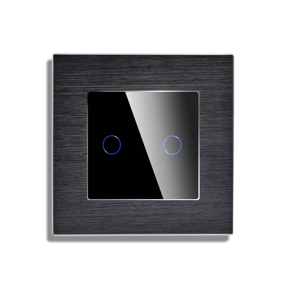 Intrerupator Dublu cu Touch din Sticla si Rama de Aluminiu LUXION, RF433 — imaginea 2