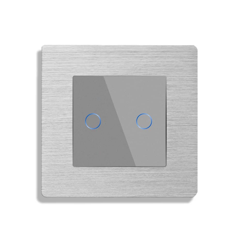 Intrerupator Dublu cu Touch din Sticla si Rama de Aluminiu LUXION — imaginea 2