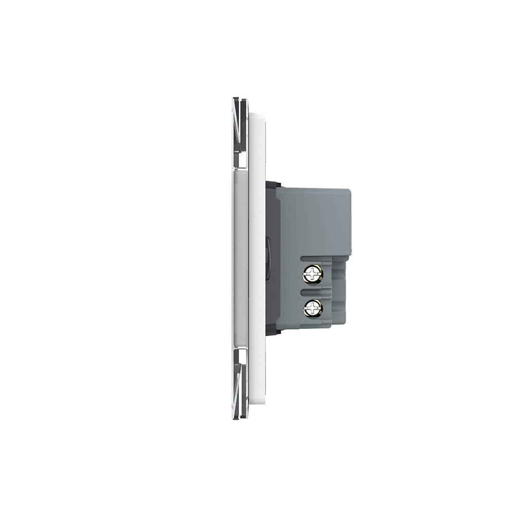 Intrerupator Dublu Cap Scara / Cruce Wi-Fi cu Touch LIVOLO cu rama din sticla, standard italian – Serie Noua, Alb — imaginea 3