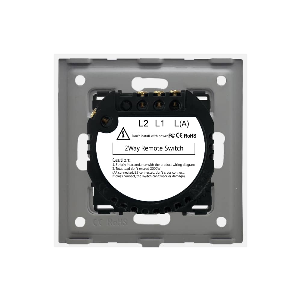 Intrerupator Dublu Cap Scara / Cruce cu Touch din Sticla si Rama de Aluminiu LUXION, RF433 — imaginea 4