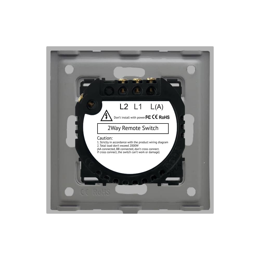 Intrerupator Dublu Cap Scara / Cruce cu Touch din Sticla si Rama de Aluminiu LUXION, RF433 — imaginea 4