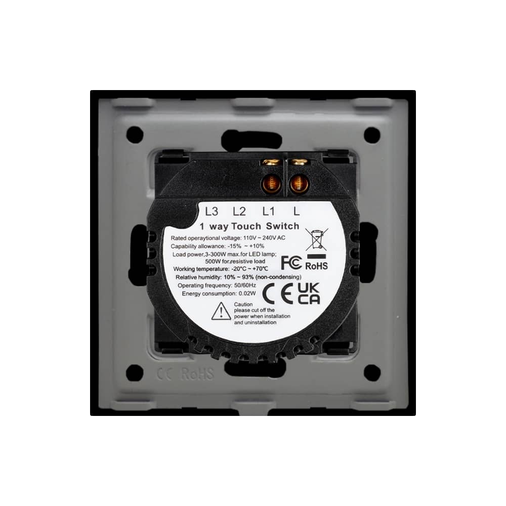 Intrerupator Simplu cu Touch din Sticla si Rama de Aluminiu LUXION, 500W — imaginea 4