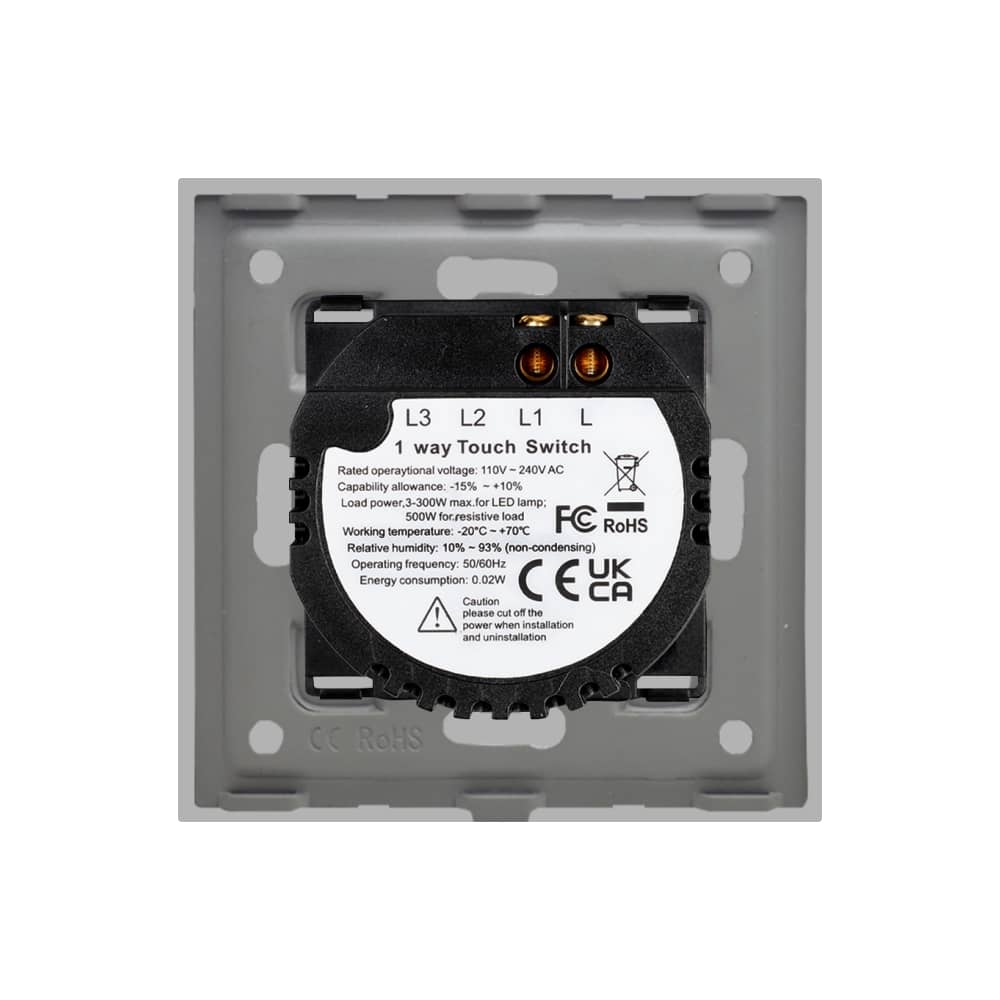 Intrerupator Simplu cu Touch din Sticla si Rama de Aluminiu LUXION, 500W — imaginea 4