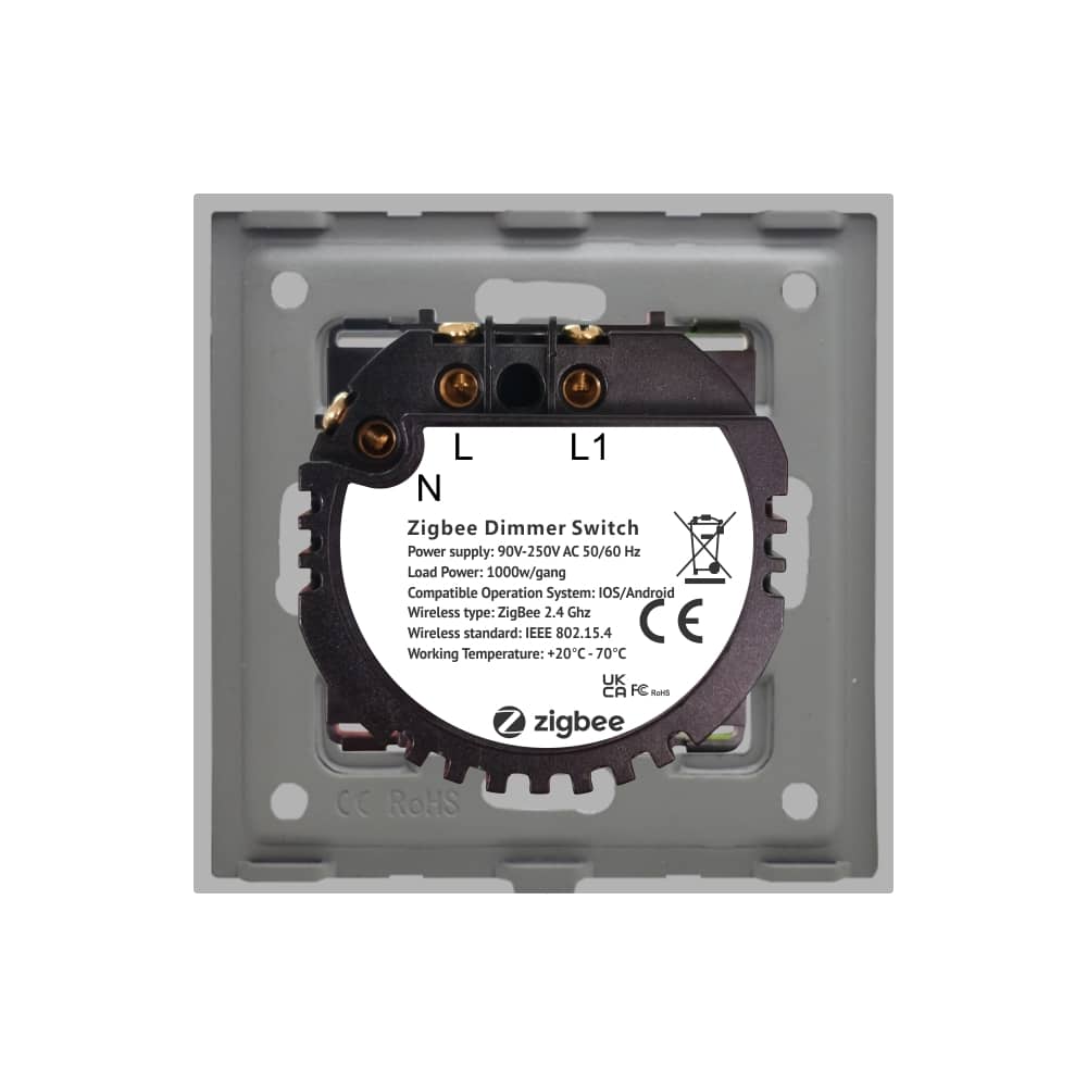 Intrerupator Simplu cu Variator cu Touch din Sticla LUXION, protocol Zigbee — imaginea 4