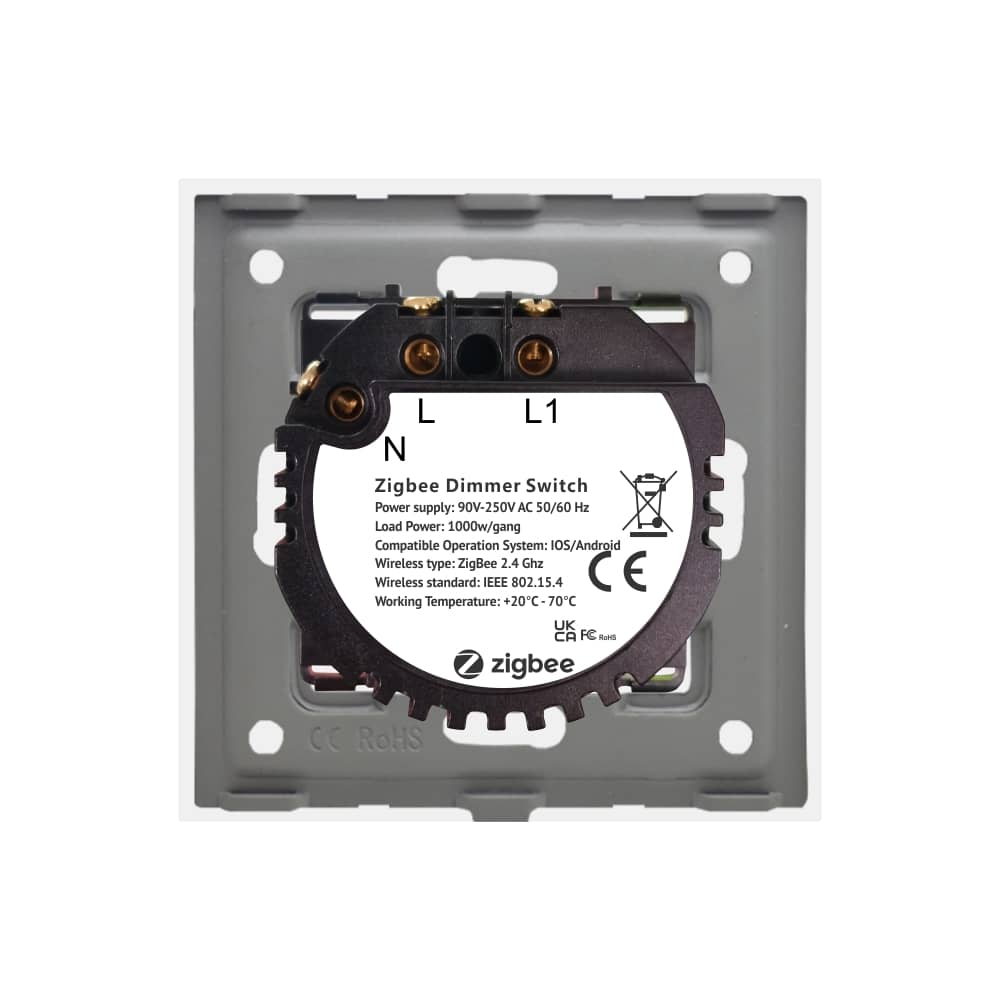 Intrerupator Simplu cu Variator cu Touch din Sticla si Rama de Aluminiu LUXION, protocol Zigbee — imaginea 4
