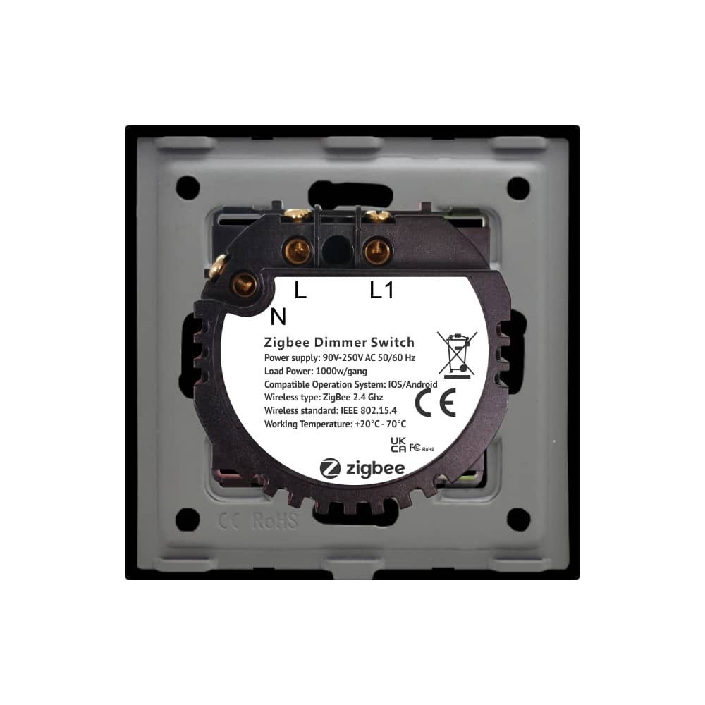 Intrerupator Simplu cu Variator cu Touch din Sticla si Rama de Aluminiu LUXION, protocol Zigbee — imaginea 4