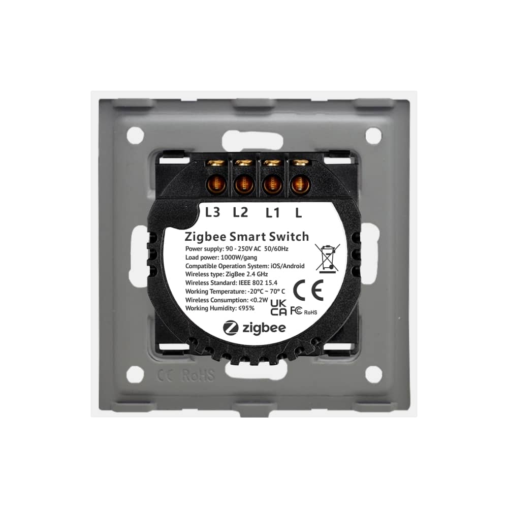Intrerupator Triplu cu Touch din Sticla si Rama de Aluminiu LUXION, Protocol ZigBee — imaginea 4