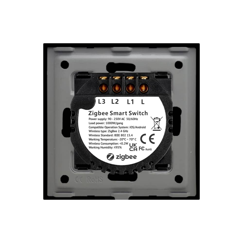 Intrerupator Triplu cu Touch din Sticla si Rama de Aluminiu LUXION, Protocol ZigBee — imaginea 4