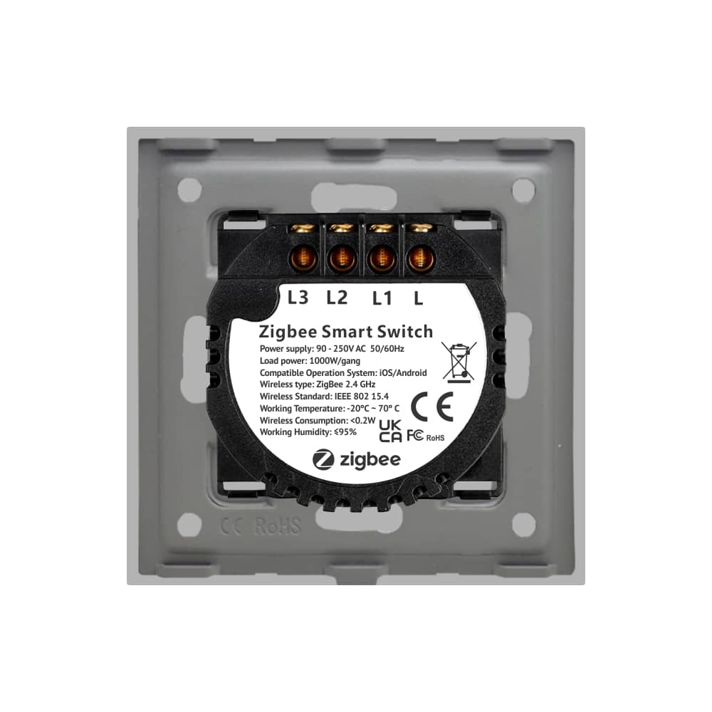Intrerupator Triplu cu Touch din Sticla si Rama de Aluminiu LUXION, Protocol ZigBee — imaginea 4