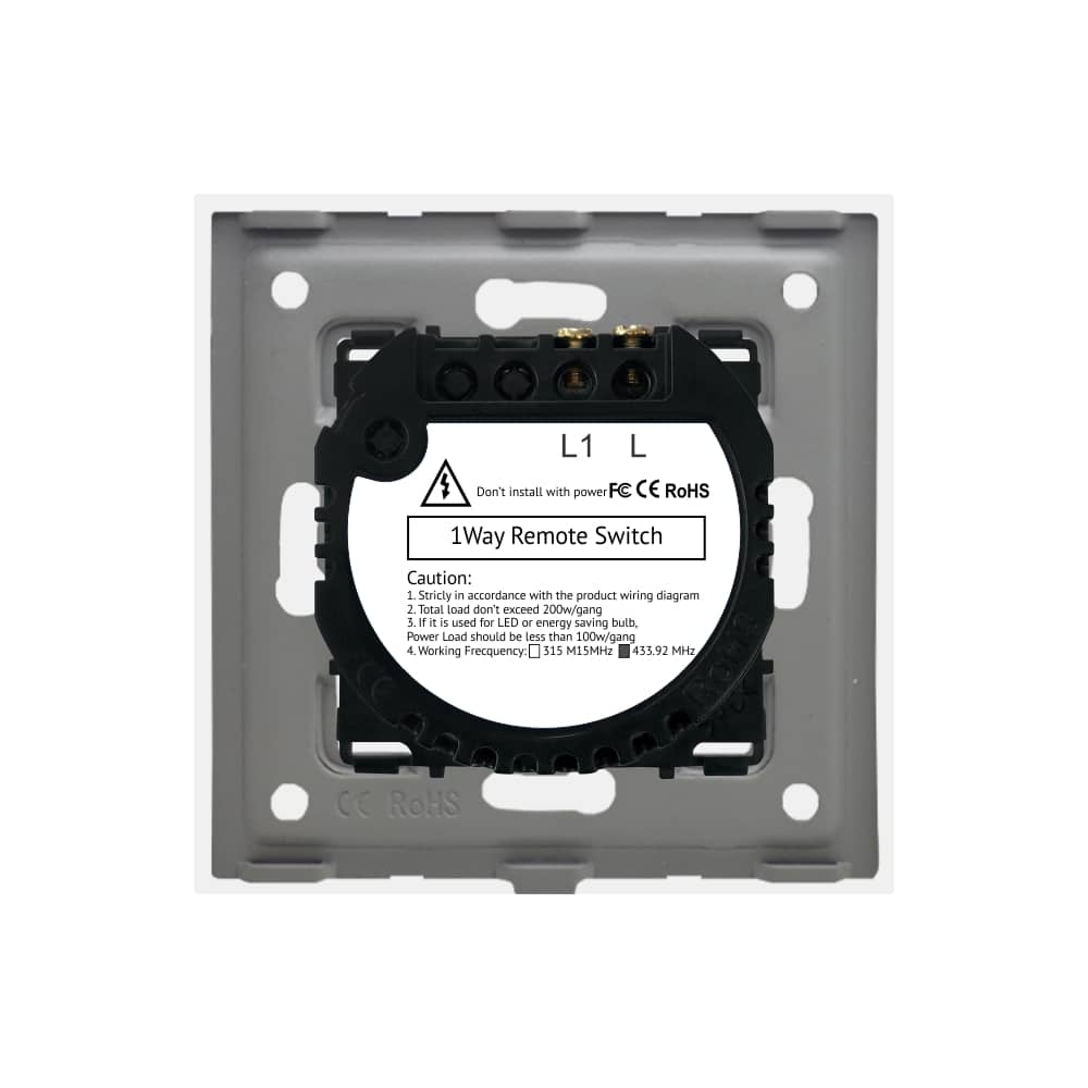 Intrerupator Simplu cu Touch din Sticla si Rama de Aluminiu LUXION, RF433 — imaginea 4