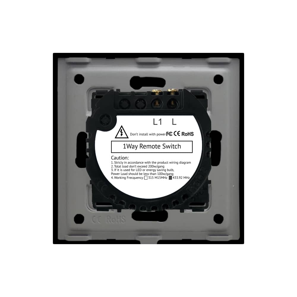 Intrerupator Simplu cu Touch din Sticla si Rama de Aluminiu LUXION, RF433 — imaginea 4