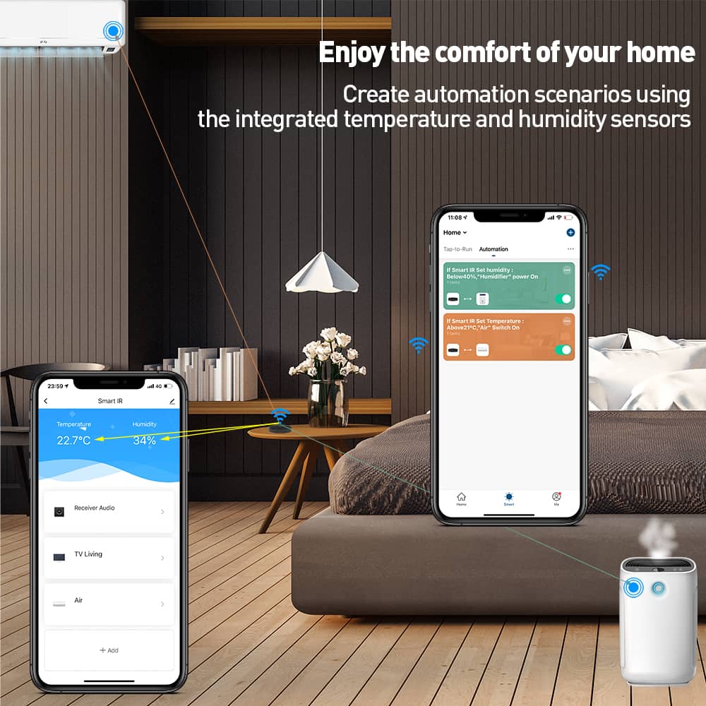 Telecomanda IR Tellur, Wi-Fi, Senzor temperatura & umiditate, Control aplicatie — imaginea 3