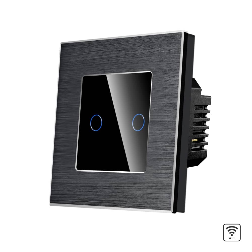 Intrerupator Dublu Wi-Fi cu Touch din Sticla si Rama de Aluminiu LUXION