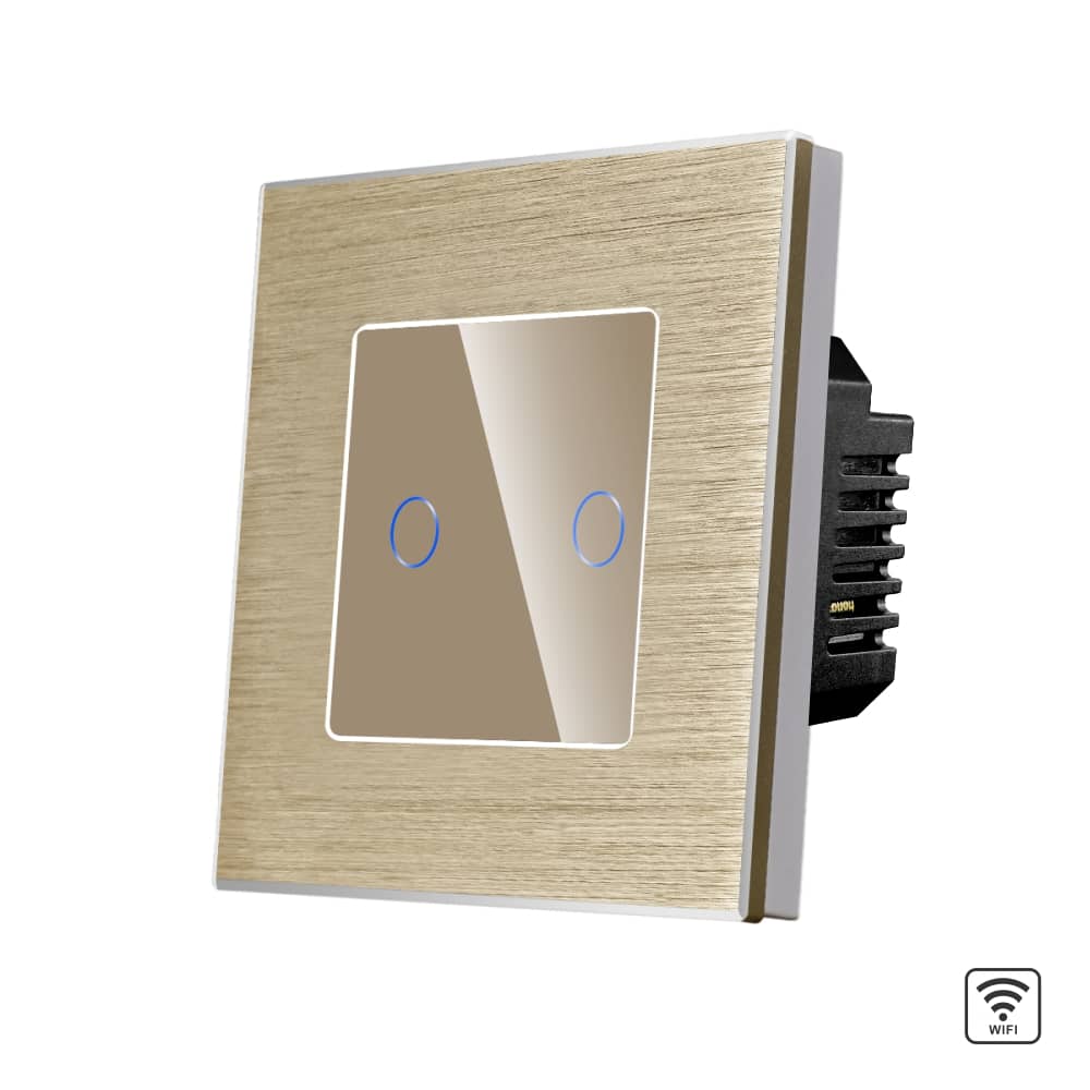 Intrerupator Dublu Wi-Fi cu Touch din Sticla si Rama de Aluminiu LUXION